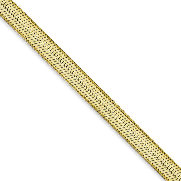 5mm 10k Yellow Gold Solid Herringbone Chain Necklace 20 Inch
